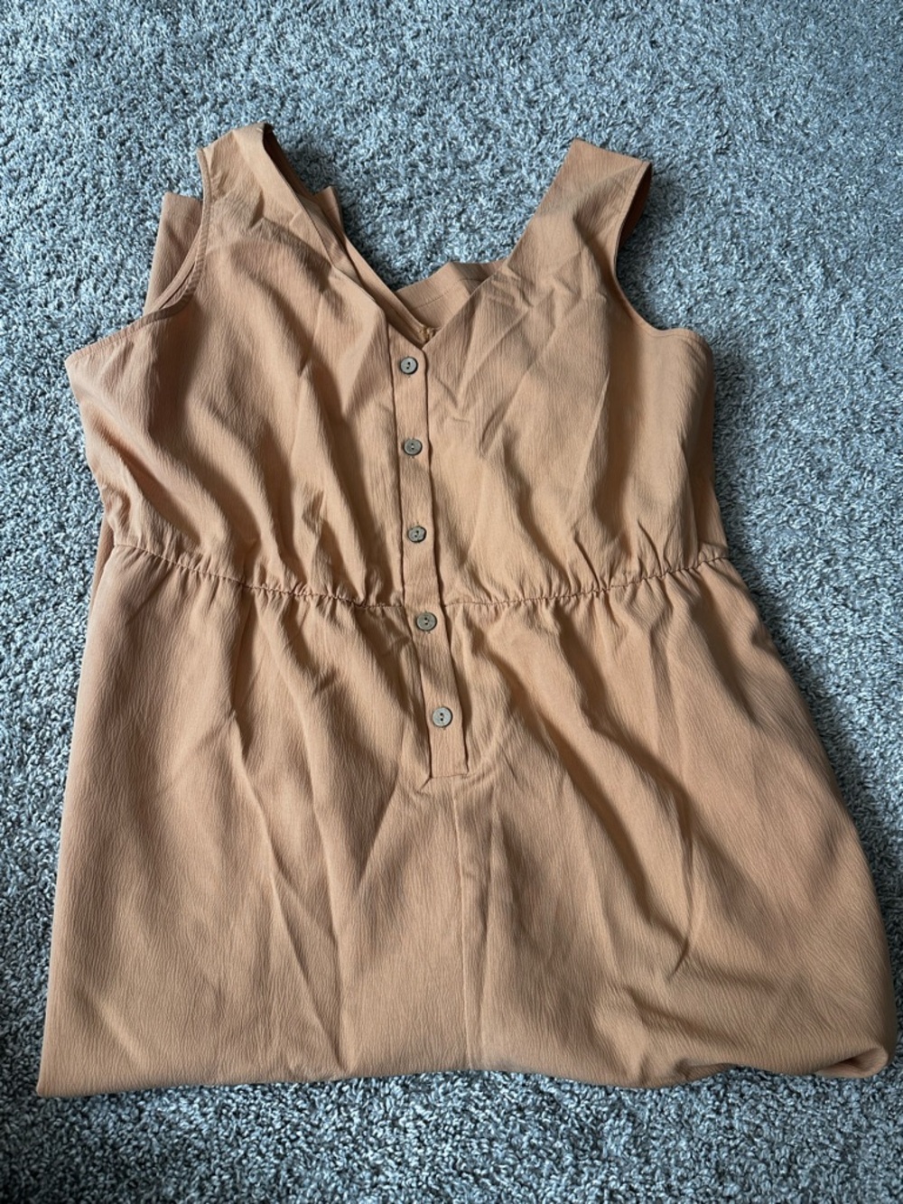 Sleeveless V-Neck Button-Front Full Length Jumpsuit